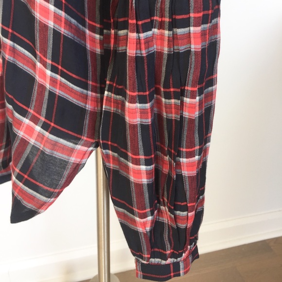 LOFT NWT blue and red plaid button up blouse - Picture 5 of 6